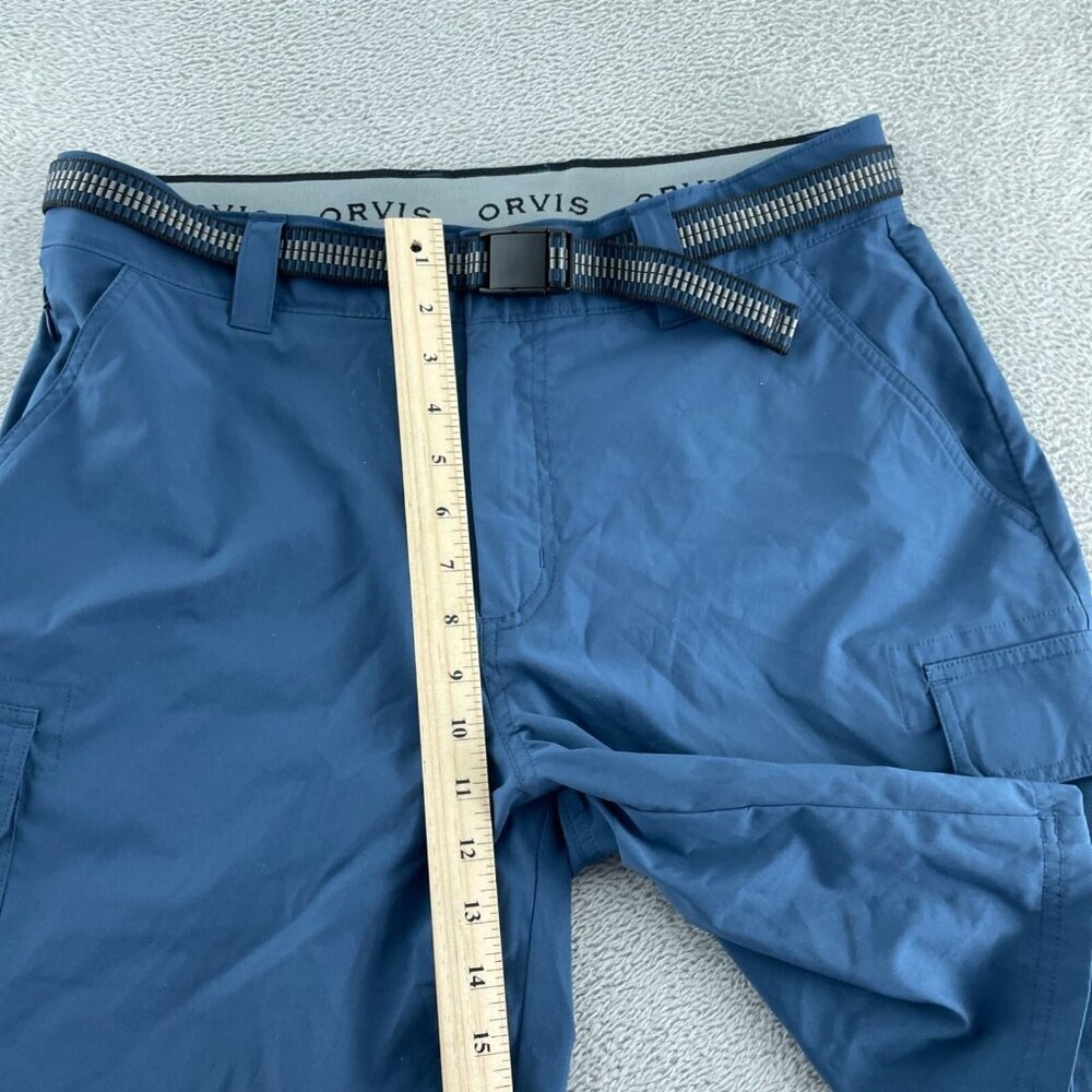 Orvis Mens Cargo Shorts With Built-In Belt Size 32 Blue Stretch Polyester 3925 - Picture 6 of 10